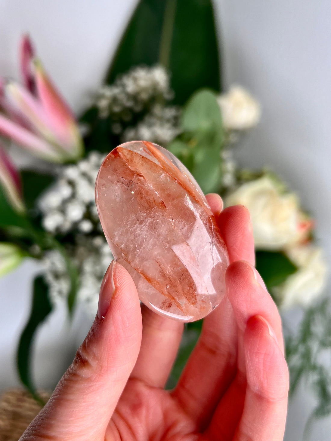 Grade AA Natural Fire Quartz Palmstone - The Spark of Creativity and Emotional Rejuvenation, FPQ12 42g