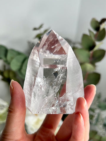 Grade AAA Lemurian Tower with Barcodes and Rainbow - Semi-polished, Top Quality, LTC03, 267g