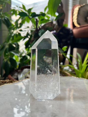 Grade AAA Lemurian Tower with Blue Needle and Rainbow - Semi-polished, Top Quality, LTC05, 318g