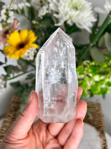 Grade AAA Lemurian Tower with Barcodes and Self-Healed - Semi-polished, Top Quality, from Sento se Bahia, LTC14, 228g