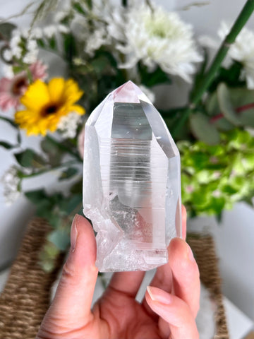 Grade AAA Lemurian Tower with Barcodes and Self-Healed - Semi-polished, Top Quality, from Sento se Bahia, LTC15, 205g