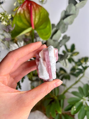 Grade A Natural Pink Tourmaline on Aquamarine,A Harmonious Blend of Love and Serenity PTC22, 76g