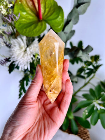 Grade AAA 12-Sided Golden Healer Vogel Wand - Double Terminated for Powerful Healing and Energy Amplification, GVC06, 178g