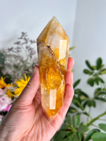 Grade AAA 12-Sided Golden Healer Vogel Wand - Double Terminated for Powerful Healing and Energy Amplification, GVC08, 277g