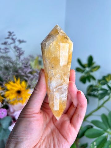 Grade AA 12-Sided Golden Healer Vogel Wand - Double Terminated for Powerful Healing and Energy Amplification, GVC09, 173g