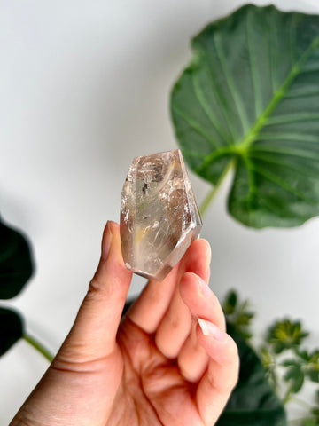 Grade AAA Natural Smoky Amphibole Rutile Quartz, Angel Phantom Quartz - from Taquaraçu de Minas, Brazil AFC17, 53g