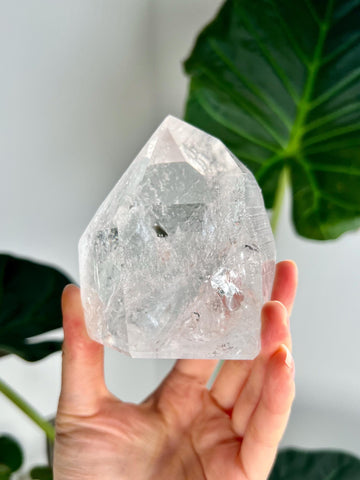Grade AA+ Lemurian Tower with Barcodes and Rainbows, Self-Healed - Semi-polished, Top Quality, from Sento Se Bahia LTC48, 481g