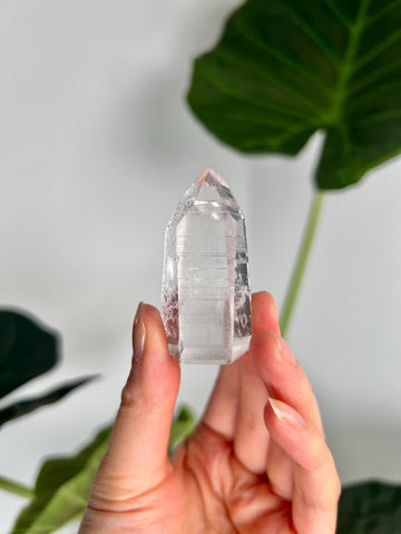 Grade AAA Lemurian Tower with Penetration and Barcodes - Semi-polished, Top Quality, from Sento Se Bahia LTC61, 36g Manifestation Crystal