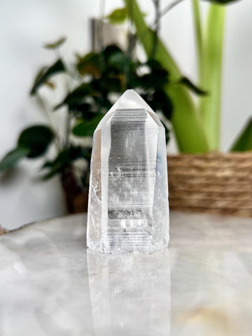 Grade AAA Lemurian Tower with Rainbow and Barcodes - Semi-polished, Top Quality, from Sento Se Bahia LTC68, 60g