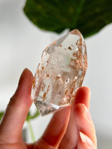 Grade A Natural Quartz DT with Hematite, Iron Inclusion - Double-Terminated Quartz from Diamantina, HQC26, 77g