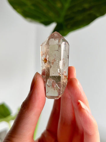Grade A Natural Smoky Quartz DT with Hematite with Rainbow, Iron Inclusion - Double-Terminated Quartz from Diamantina, HQC36, 27g