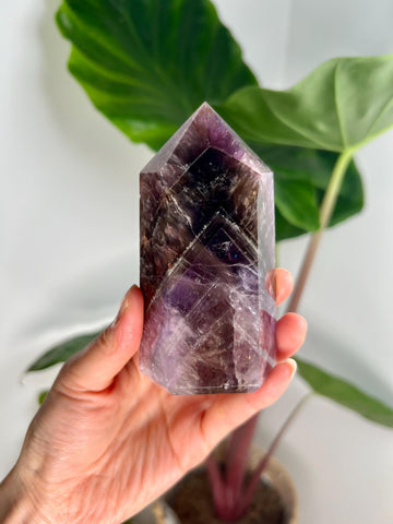 Grade AAA Super Seven Tower from Brazil - High-Vibration Master Healing Crystal 387g, STG28
