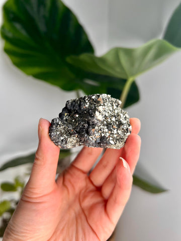 Grade AA Pyrite Cutbase with Sphalerite Huanzala, Peru – Semi-Polished, Protection Stone, Solar Plexus, Wealth Manifestation PCP04, 126g