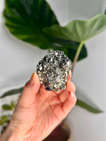 Grade AA Pyrite Cutbase with Sphalerite Huanzala, Peru – Semi-Polished, Protection Stone, Solar Plexus, Wealth Manifestation PCP05, 106g
