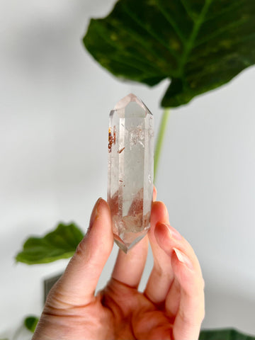Grade A Natural Quartz DT with Hematite, Iron Inclusion - Double-Terminated Quartz from Diamantina, HQC14, 52g