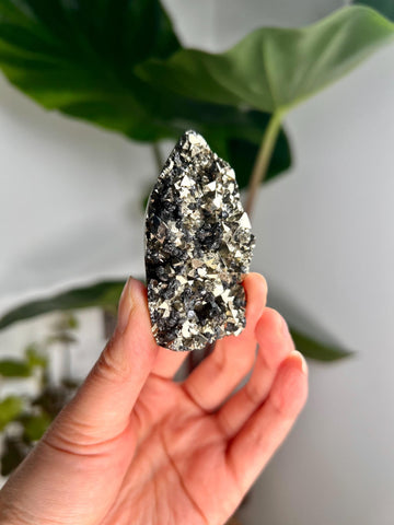 Grade AA Pyrite Cutbase with Sphalerite Huanzala, Peru – Semi-Polished, Protection Stone, Solar Plexus, Wealth Manifestation PCP01, 103g