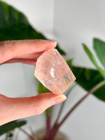 Grade AA Golden Healer Rose Quartz Freeform with Rainbow – Heart Healing, Universal Love, and Emotional Balance, GRC78, 54g