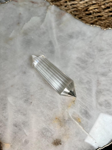 Grade AAA+ Natural Lemurian Seed Quartz 24-Sided Vogel Wand - Top Quality, Perfectly Crafted, Travel Size LVT04, 47g