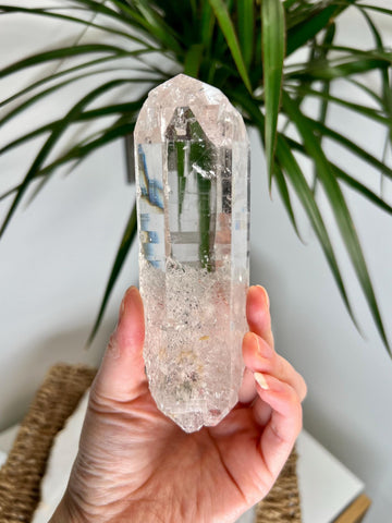 Grade AA+ Cathedral Lemurian Quartz Point – Chlorite and Rutile, from Diamantina, Brazil, Akashic Record Access - LCC15, 273g
