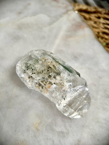 Grade AA+ Cathedral Lemurian Quartz Point with Hematite, Lodolite, Rutile, and Iron, Self-Healed, from Diamantina, Brazil- LCC18, 51g