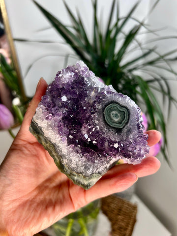 Grade AA Natural Amethyst Flower Stalactite Eye from Uruguay – Unique Formation, High-Energy Healing Crystal - US61, 459g
