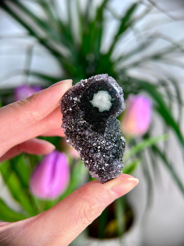 Grade A Natural Amethyst Flower Stalactite from Uruguay – Unique Formation, High-Energy Healing Crystal - US70, 32g