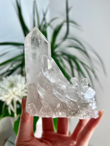 Grade AA Natural Clear Quartz Cluster with Rainbows, from Diamantina, 385g, CC07