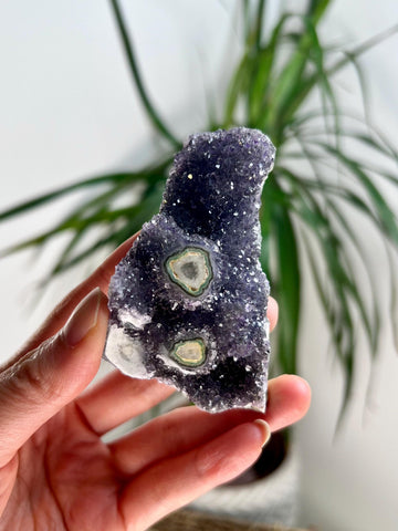Grade AA Natural Amethyst Flower Stalactite from Uruguay – Unique Formation, High-Energy Healing Crystal - US107, 72g