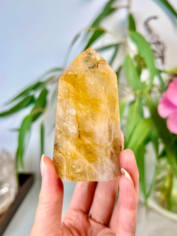 Grade AA+ Golden Healer Tower - Natural Hematoid Quartz for Ultimate Healing, Abundance, and High Energy Frequency GHC35, 175g