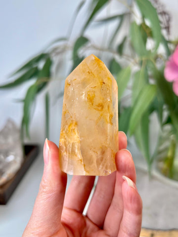Grade AAA Golden Healer Tower - Natural Hematoid Quartz for Ultimate Healing, Abundance, and High Energy Frequency GHC41, 99g