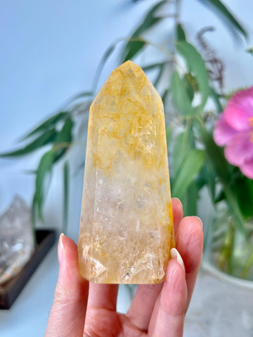 Grade AAA Golden Healer Tower - Natural Hematoid Quartz for Ultimate Healing, Abundance, and High Energy Frequency GHC42, 203g