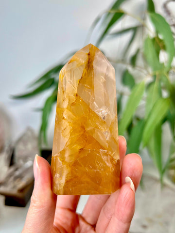 Grade AA+ Golden Healer Tower - Natural Hematoid Quartz for Ultimate Healing, Abundance, and High Energy Frequency GHC45, 142g