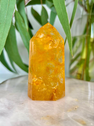 Grade AAA Golden Healer Tower - Natural Hematoid Quartz for Ultimate Healing, Abundance, and High Energy Frequency GHC22, 143g