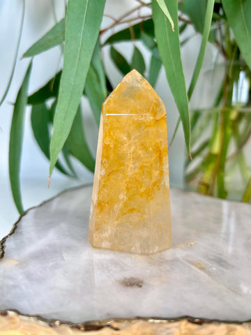 Grade AAA Golden Healer Tower - Natural Hematoid Quartz for Ultimate Healing, Abundance, and High Energy Frequency GHC33, 133g
