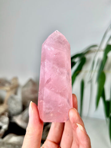 Grade AA Natural Rose Quartz Tower – Emotional Healing & Self-Love Crystal, from Bahia, Brazil RC03, 106g