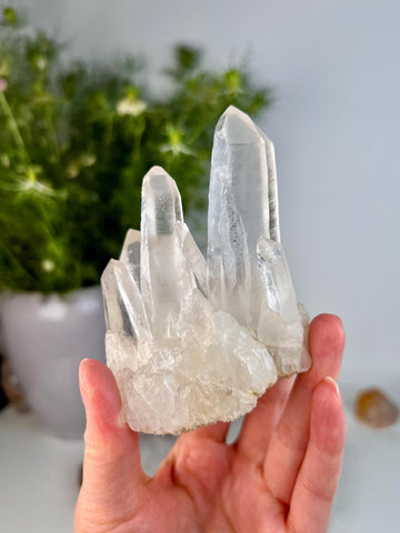 Grade AA Natural Quartz Cluster with Inclusions from Diamantina, Brazil | Black Rutile | QL01, 199g