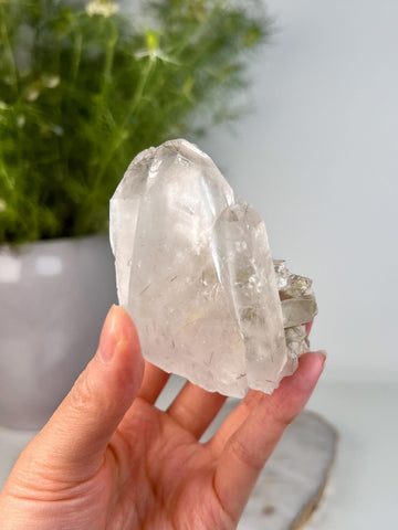 Grade A+ Natural Quartz Cluster with Inclusions from Diamantina, Brazil | Lodolite • Iron • Black Rutile | QL10, 146g
