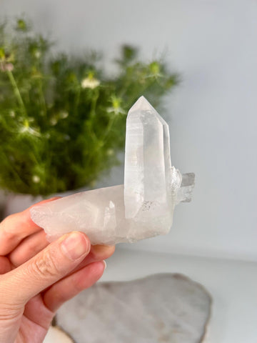 Grade A Natural Quartz Cluster with Inclusions from Diamantina, Brazil |Iron • Black Rutile | QL11, 104g