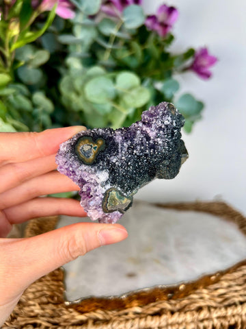 Grade AA Natural Amethyst Stalactitewith Black Druzy from Uruguay – Unique Formation, High-Energy Healing Crystal - US121, 99g