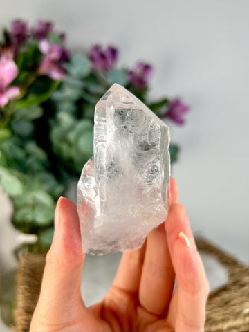 Grade AA Natural Etched Clear Quartz Point with Rainbow - Unpolished QPC19, 96g