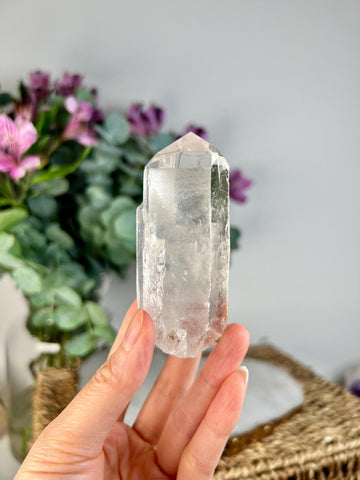Grade AA Natural Clear Quartz Point with Dolphin Point formation - Unpolished QPC17, 125g