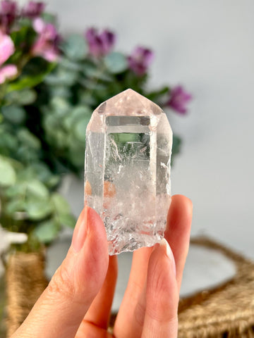 Grade AA Natural Etched Clear Quartz Point - Self-Healed, Master Healer, Clarity and Resilience QPC37, 60g