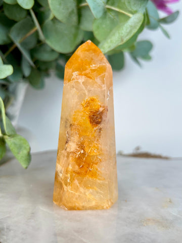 Grade AA Golden Healer Tower - Natural Hematoid Quartz for Ultimate Healing, Abundance, and High Energy Frequency GHC47, 147g