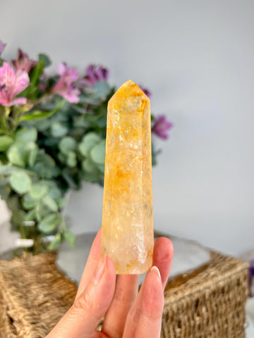 Grade AAA Golden Healer Tower - Natural Hematoid Quartz for Ultimate Healing, Abundance, and High Energy Frequency GHC51, 115g