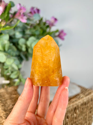 Grade AAA Golden Healer Tower - Natural Hematoid Quartz for Ultimate Healing, Abundance, and High Energy Frequency GHC52, 118g