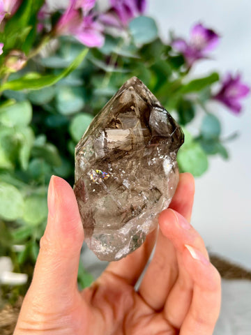 Grade AAA Elestial Smoky Quartz | Natural High-Vibe Formation from Araçuai, Brazil | Unique & Powerful 110g, SEH06
