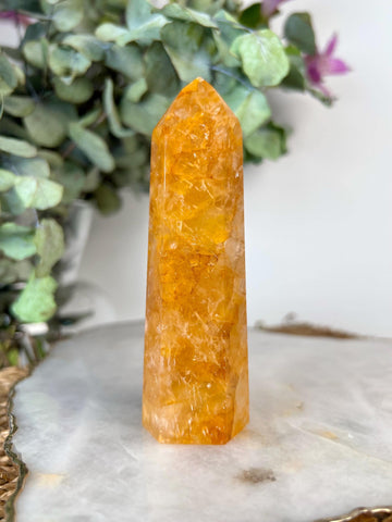 Grade AAA Golden Healer Tower - Natural Hematoid Quartz for Ultimate Healing, Abundance, and High Energy Frequency GHC60, 146g