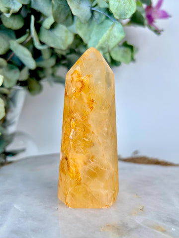 Grade AAA Golden Healer Tower - Natural Hematoid Quartz for Ultimate Healing, Abundance, and High Energy Frequency GHC62, 163g