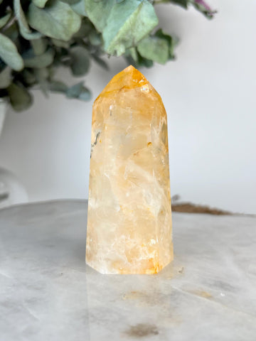 Grade AAA Golden Healer Tower - Natural Hematoid Quartz for Ultimate Healing, Abundance, and High Energy Frequency GHC68, 136g
