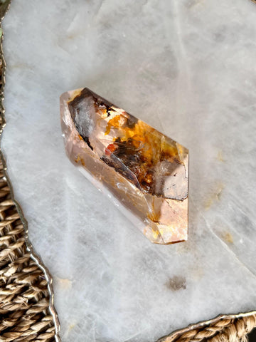 Grade AAA Golden Healer Rose Quartz Freeform with Iron - A Celestial Beacon of Love and Healing, GRC88, 122g